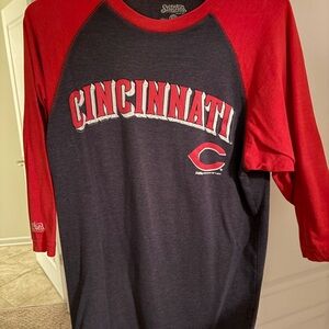 Stitches Cincinnati Red and Black Men's baseball Shirt 3/4 sleeve